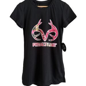 Realtree Xtra Women’s Tee – Black w/ Pink Camo Logo – NWT - Medium